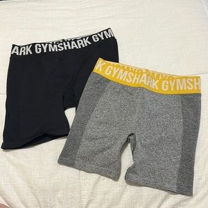 Gymshark Athletic Biker Shorts - Black and Grey/Yellow - 2 pack - Medium